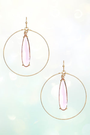 FACETED TEARDROP GEM CIRCLE LINK EARRING