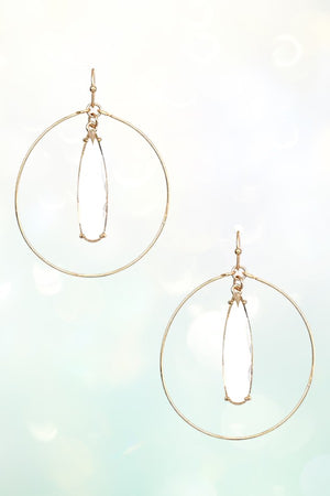 FACETED TEARDROP GEM CIRCLE LINK EARRING