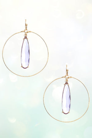 FACETED TEARDROP GEM CIRCLE LINK EARRING