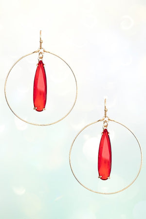 FACETED TEARDROP GEM CIRCLE LINK EARRING