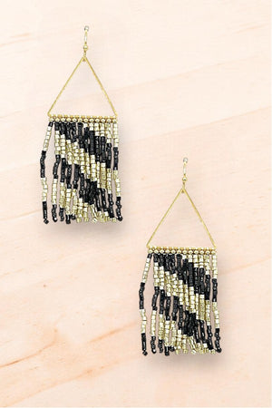 SEED BEAD TASSEL DROP EARRING