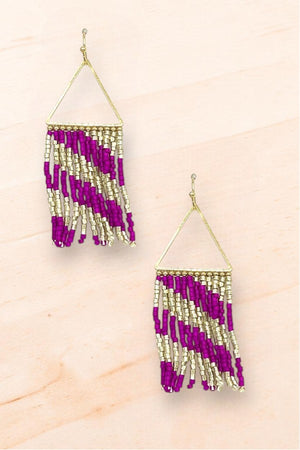 SEED BEAD TASSEL DROP EARRING