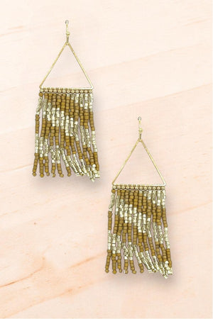 SEED BEAD TASSEL DROP EARRING
