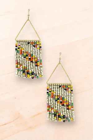SEED BEAD TASSEL DROP EARRING