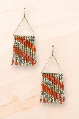 SEED BEAD TASSEL DROP EARRING
