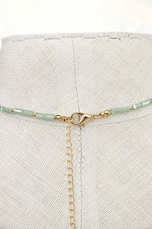 FACETED GLASS BEAD CHOKER AND BALL POST EARRING NECKLACE