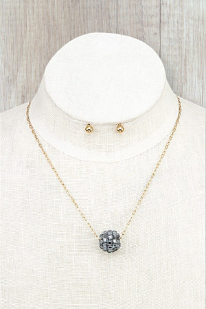 DISCO BALL PENDANT NECKLACE AND BALL POST EARRING SET