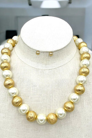 Pearl Satin Strand Necklace Set