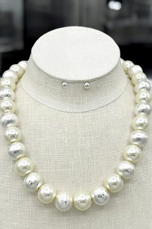 Pearl Satin Strand Necklace Set