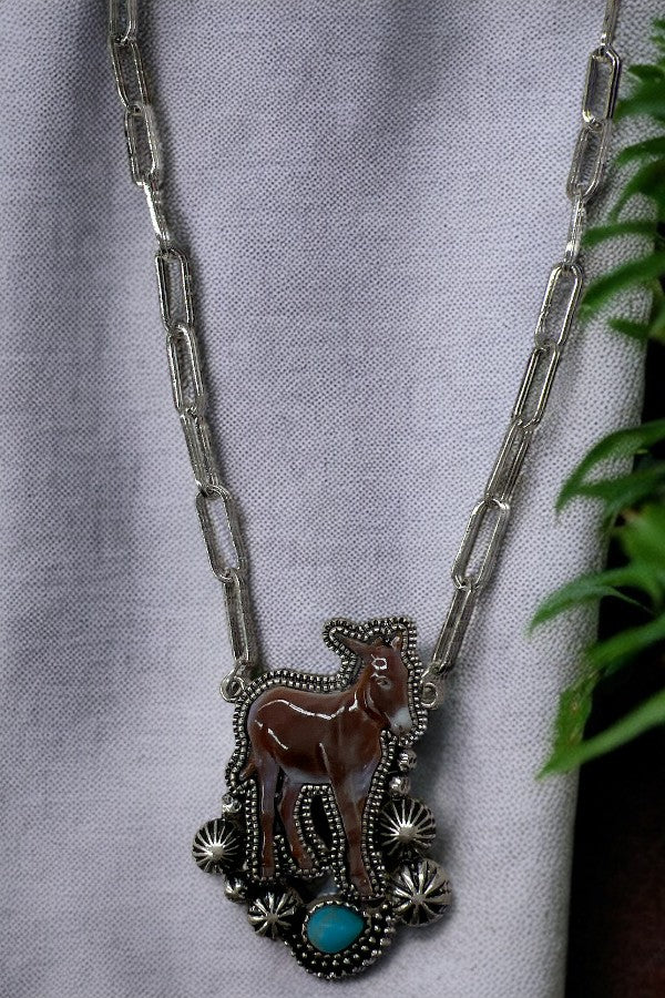 Donkey Pendant Necklace Set