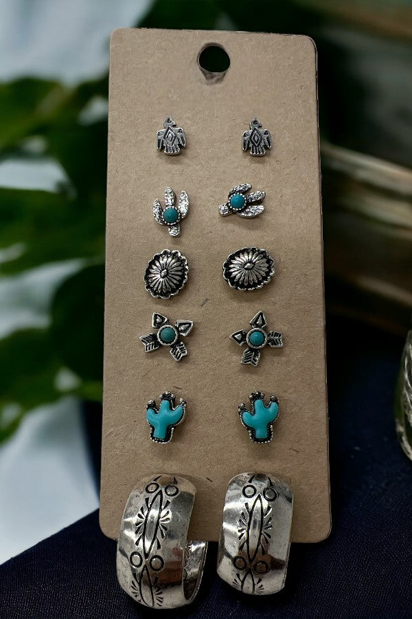 Etched Post Mix Earring Set