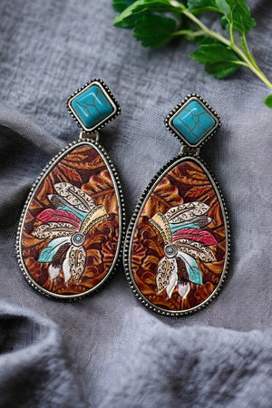 Headdress Framed Teardrop Earring