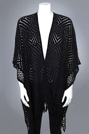 OPEN KNIT FASHION RUANA