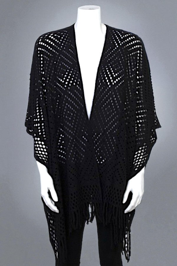 OPEN KNIT FASHION RUANA