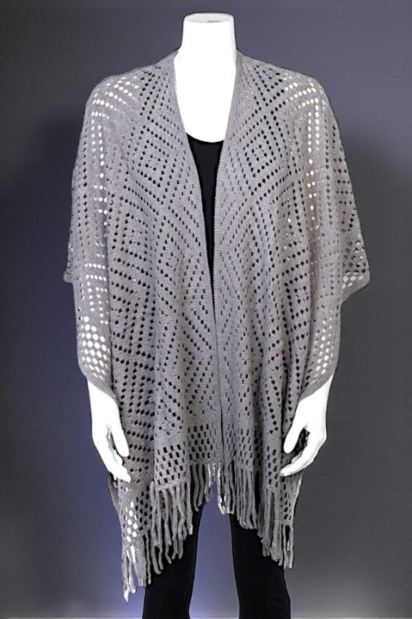 OPEN KNIT FASHION RUANA