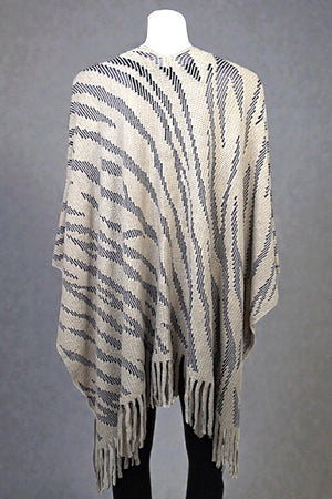 ZEBRA PRINT CROCHET FRINGE RUANA
