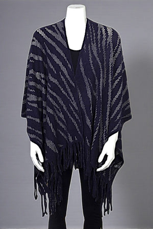 ZEBRA PRINT CROCHET FRINGE RUANA