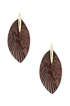 ANIMAL PRINT DROP LEAF FRINGE EARRING