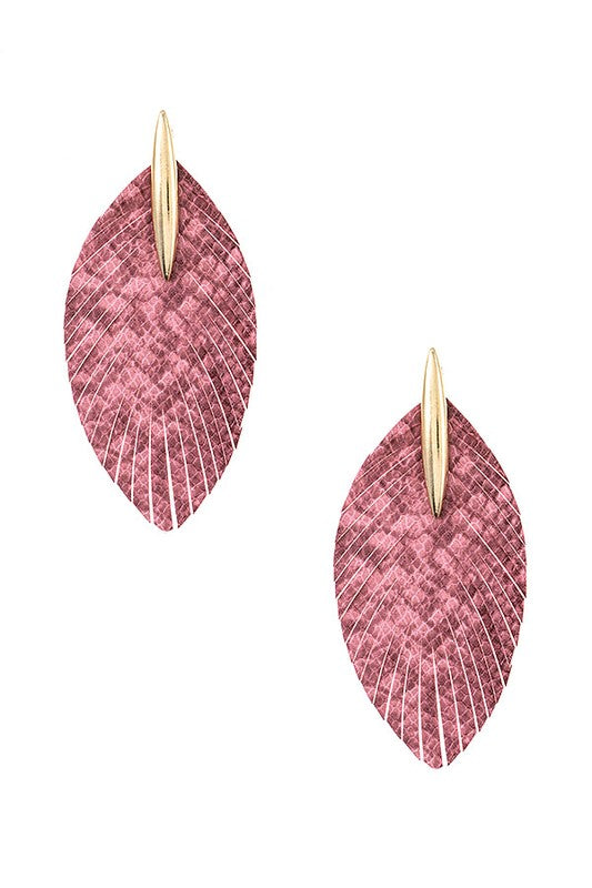 ANIMAL PRINT DROP LEAF FRINGE EARRING