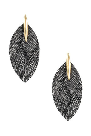 ANIMAL PRINT DROP LEAF FRINGE EARRING