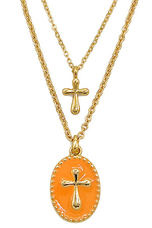 Layered Cross Pendant Necklace