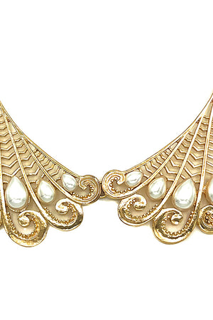 Pearl Cut Out Metal Wing Necklace