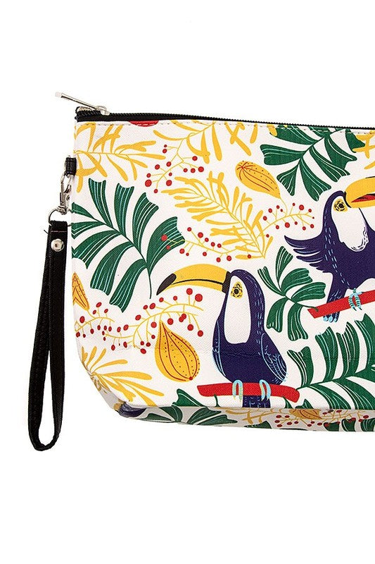 TROPICAL BIRD PRINT MINI POUCH