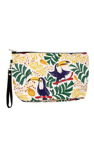 TROPICAL BIRD PRINT MINI POUCH