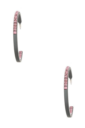 GEM PAVE IN AND OUT SEMI HOOP EARRING