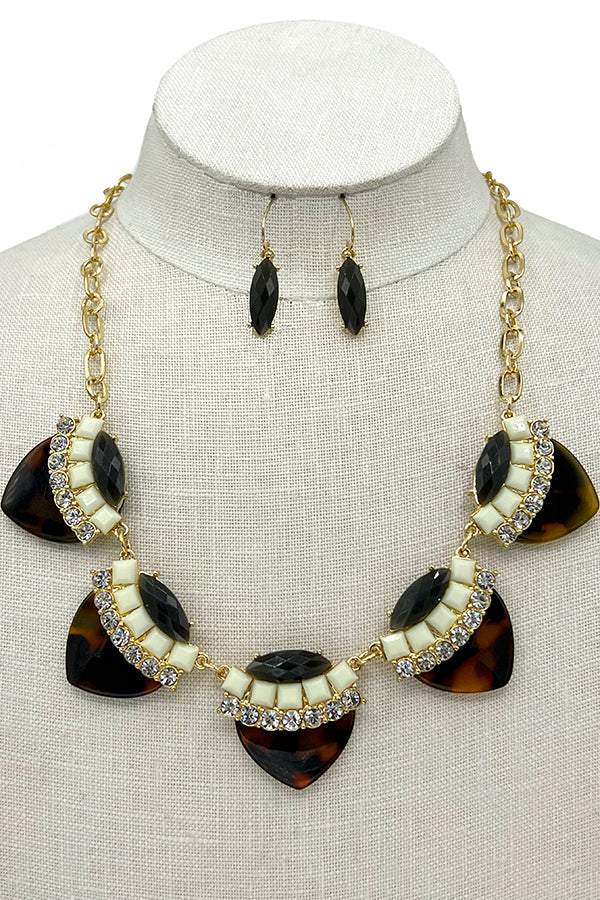 Faceted Gem Acetate Link Necklace Set