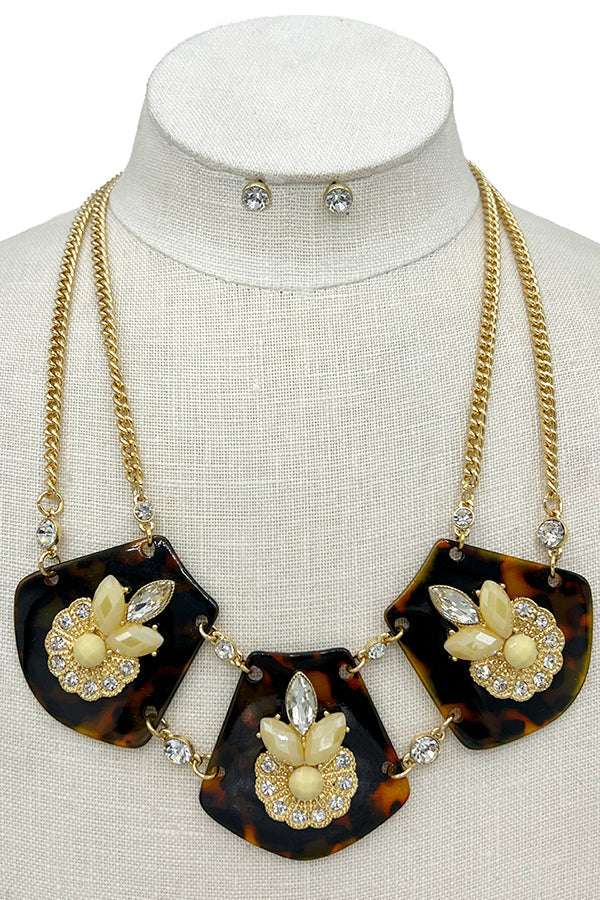 Acetate Link Gem Ornate Necklace Set