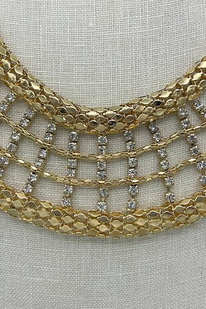 Mesh Like Chain Bib Necklace Set