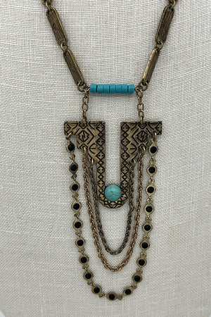 Tribal Etched Pendant Necklace Set