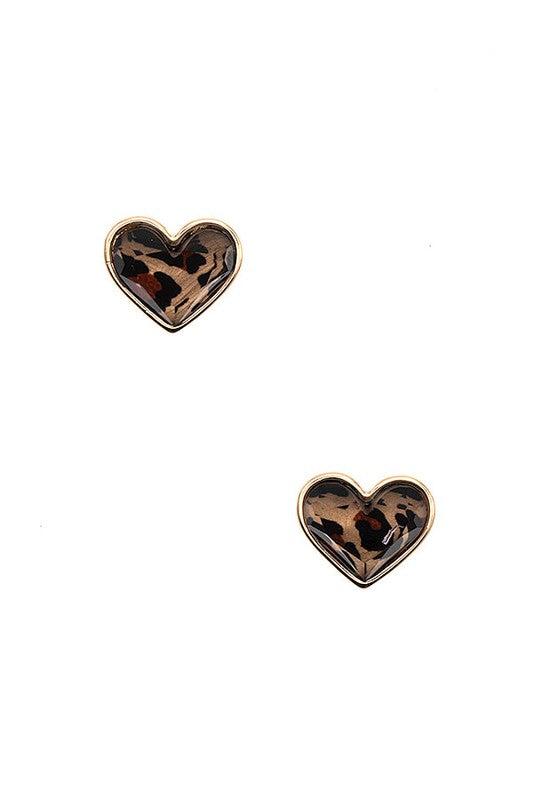FACETED STONE HEART POST EARRING