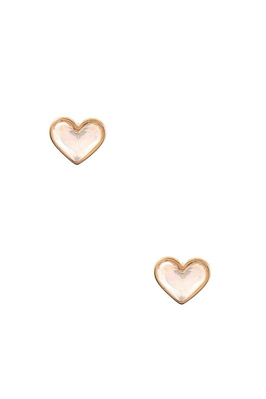 FACETED STONE HEART POST EARRING