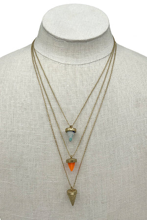 Cone Pendant Layered Necklace