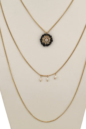 Layered Floral Pendant Necklace Set