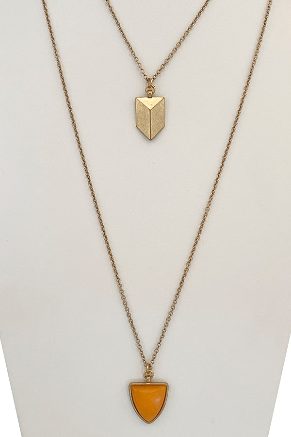 Long Layered Pendant Necklace