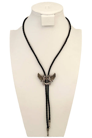 Pistol  Wing Braided Cord Lariat Necklace