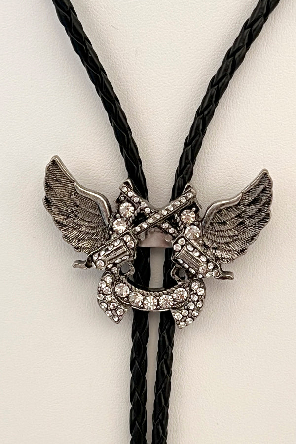 Pistol  Wing Braided Cord Lariat Necklace