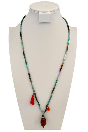 Bead Mix Tassel Multi Pendat Long Necklace