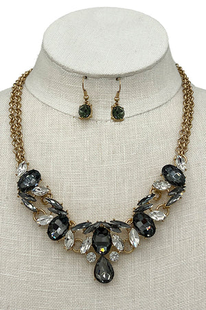 Faceted Gem Chain Link Necklace Set