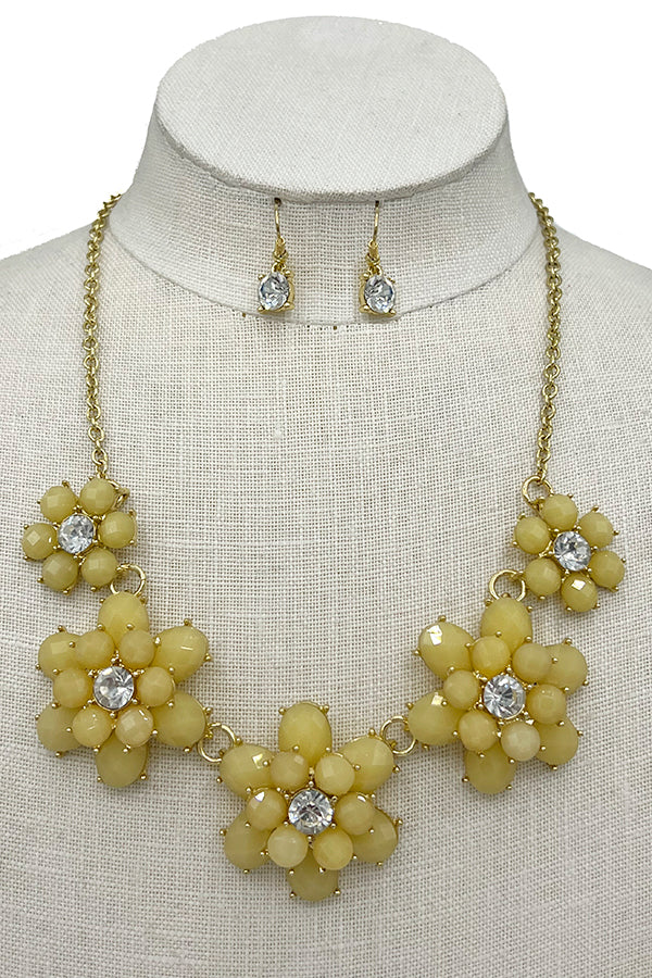 Acrylic Floral Gem Accent Necklace Set