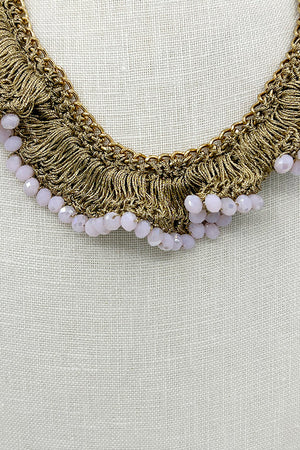 Woven Faceted Bead Collar Necklace Set