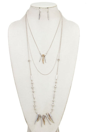 MULTI ROW SPIKE PENDANT NECKLACE SET