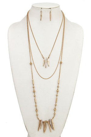 MULTI ROW SPIKE PENDANT NECKLACE SET