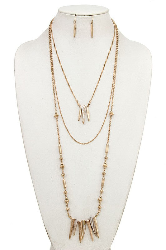 MULTI ROW SPIKE PENDANT NECKLACE SET