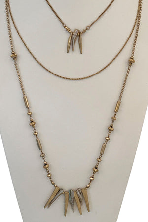 Long Spike Pendant Layered Necklace Set