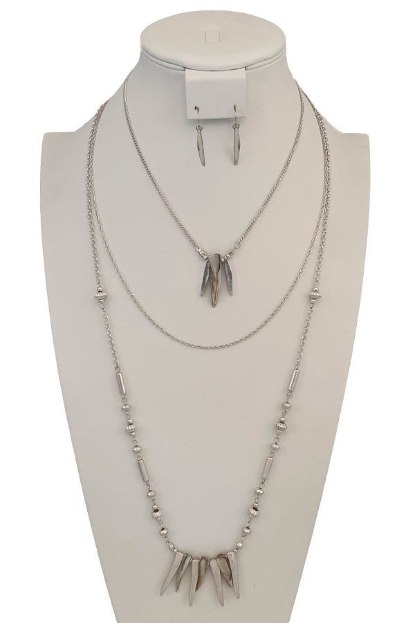 Long Spike Pendant Layered Necklace Set