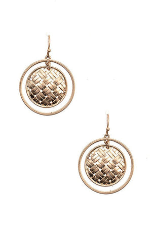 ROUND WOVEN METAL ACCENT EARRING